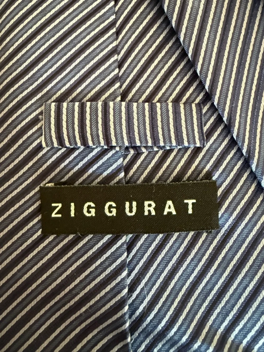 Ziggurat Silk Tie Navy Blue Striped Necktie Classic Formal Business‎ Interview